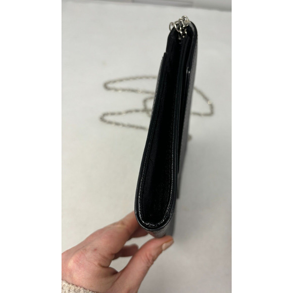 Halogen Black Leather Clutch or Shoulder Purse Handbag Nordstrom Night Out - Picture 5 of 6